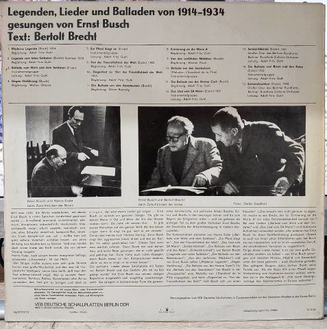 Bertolt Brecht, Hanns Eisler - Ernst Busch LP PLAK