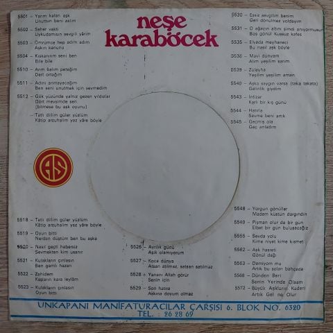 Neşe Karaböcek – Büyük Aşkların Kaderi / Artık Gel Ne Olur 45LİK PLAK