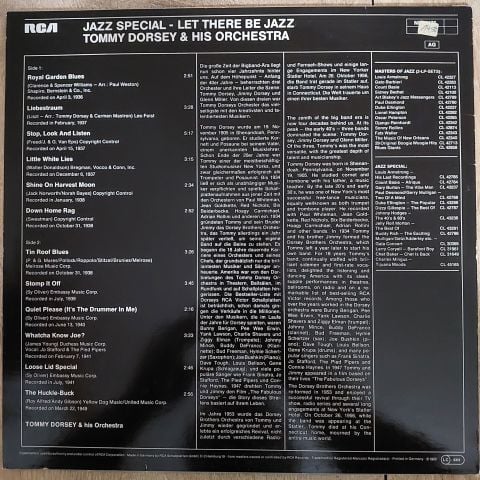 Tommy Dorsey And His Orchestra – Jazz Special Let There Be Jazz LP PLAK