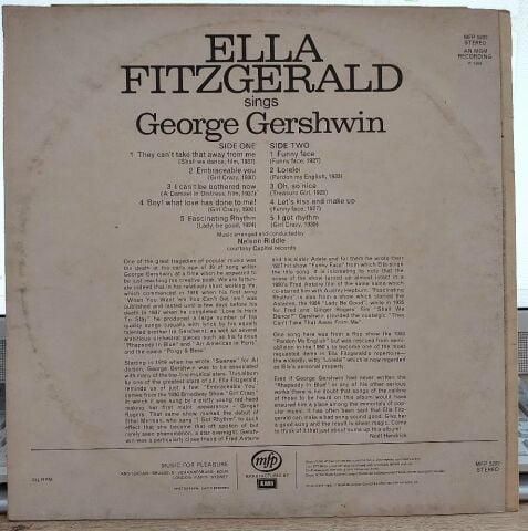 Ella Fitzgerald – Ella Fitzgerald Sings ''Embraceable You'' And Other George Gershwin Favourites LP PLAK