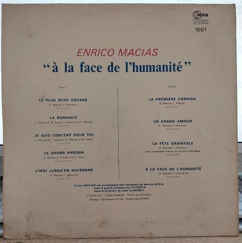 Enrico Macias – A La Face De L'Humanite LP PLAK