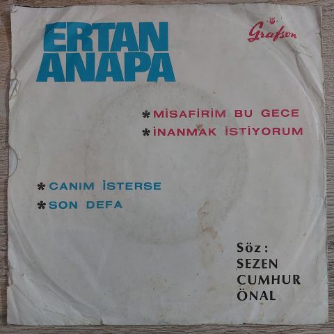 ERTAN ANAPA - MİSAFİRİM BU GECE 45LİK PLAK