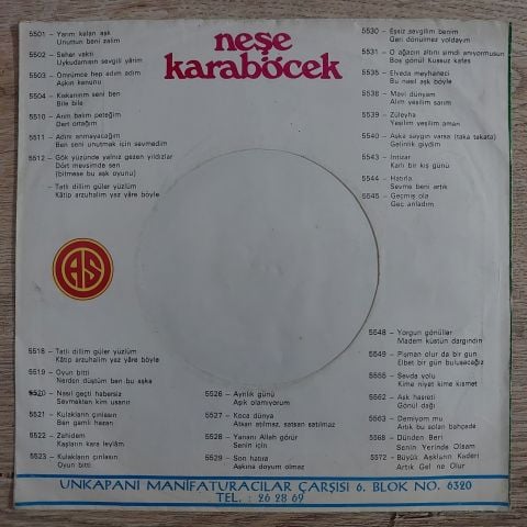 Neşe Karaböcek – Bile Bile / Kıskanırım Seni Ben 45LİK PLAK