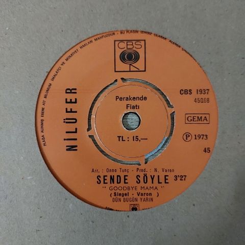Nilüfer – Sende Söyle / Hatıra Defteri 45LİK PLAK