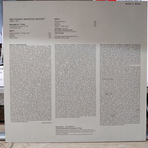 Josef Suk, Prager Kammerorchester – Mozart LP PLAK