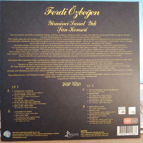 FERDİ ÖZBEĞEN - YİRMİNCİ SANAT YILI ŞAN KONSERİ LP PLAK