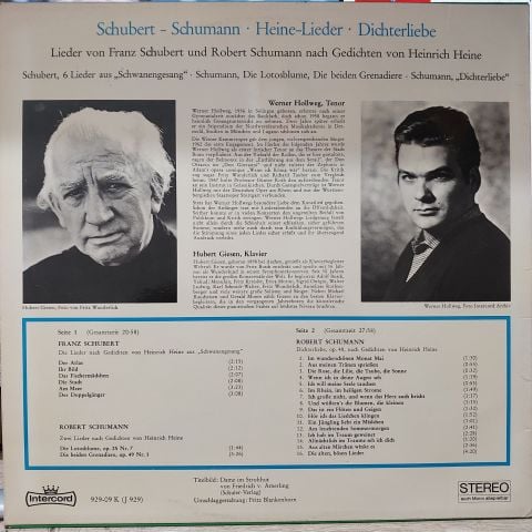Werner Hollweg, Hubert Giesen, Franz Schubert, Robert Schumann LP PLAK