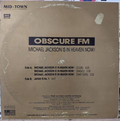Obscure FM – Michael Jackson Is In Heaven Now LP PLAK