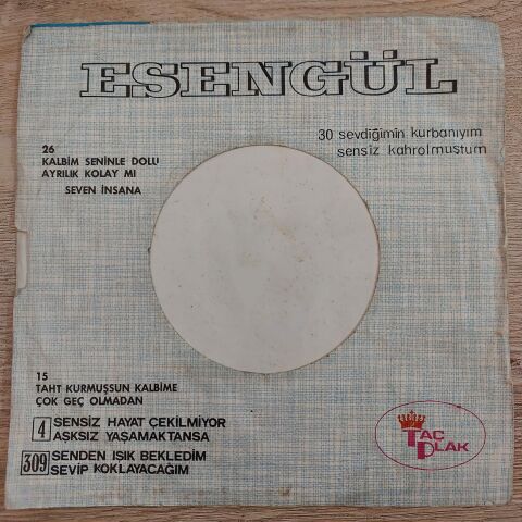 ESENGÜL - SEVDİĞİMİN KURBANIYIM 45LİK PLAK