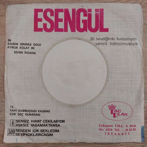 ESENGÜL - AŞKSIZ YAŞAMAKTANSA 45LİK PLAK