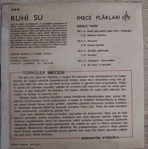 Ruhi Su – Uyuriken Uyardılar / Yine Bir Gariplik Düştü Serime 45LİK PLAK