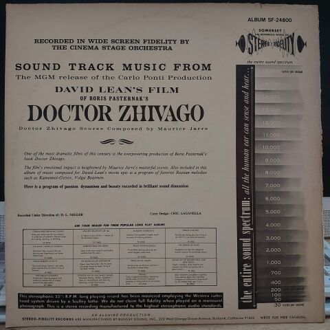 The Cinema Sound Stage Orchestra – Sound Track Music From Doctor Zhivago LP PLAK