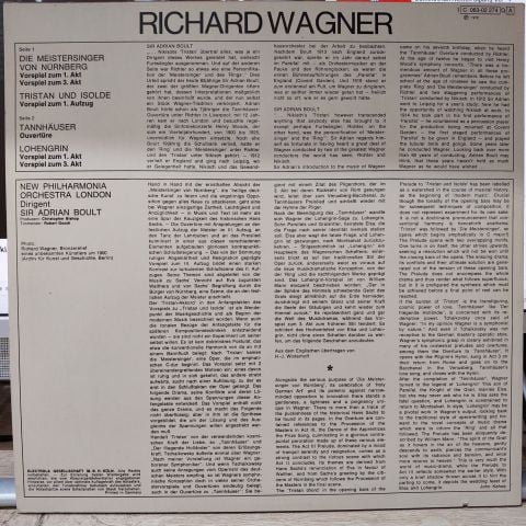 R.Wagner, New Philharmonia Orchestra, Sir Adrian Boult LP PLAK