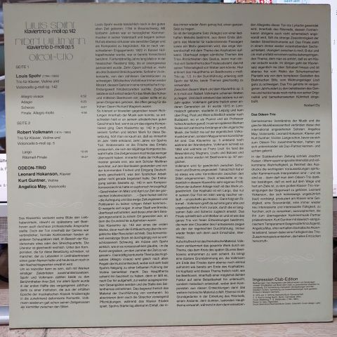 Odeon Trio, Louis Spohr, Robert Volkmann LP PLAK