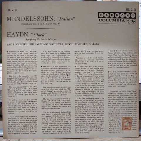 Mendelssohn, Haydn, Erich Leinsdorf LP PLAK