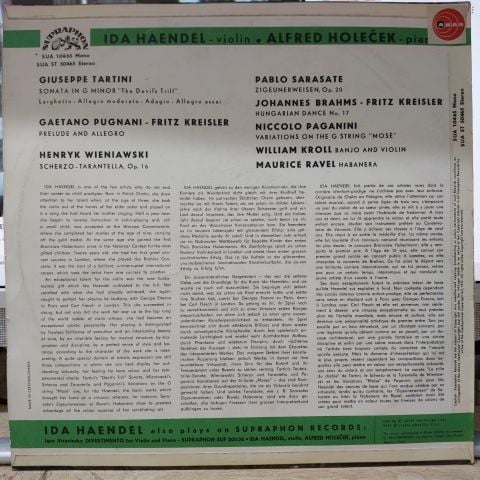 Tartini, Pugnani, Wieniawski, Sarasate, Brahms, Paganini, Ravel LP PLAK