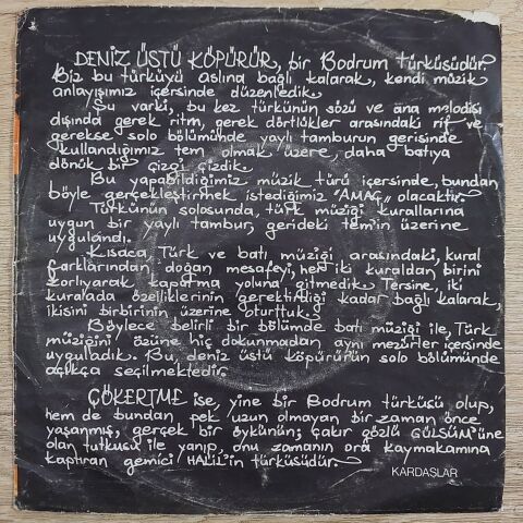 Kardaşlar – Deniz Üstü Köpürür / Çökertme 45LİK PLAK