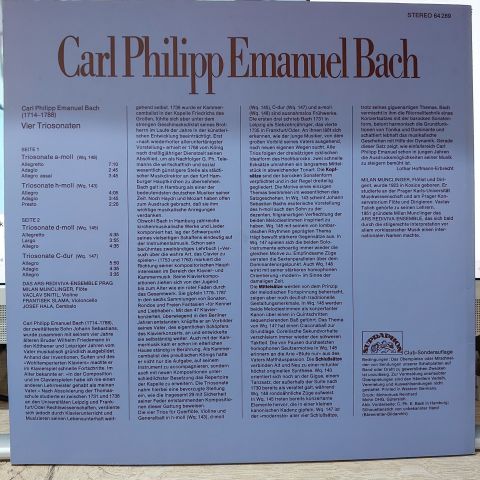 Carl Philipp Emanuel Bach, Ars-rediviva-Ensemble Prag LP PLAK