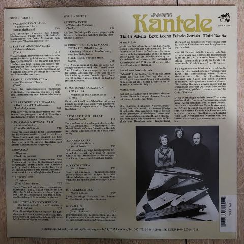 Martti Pokela, Eeva-Leena Pokela-Sariola, Matti Kontio – Die Alte Und Neue Kantele LP PLAK