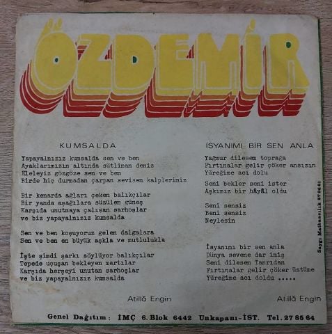 Özdemir Erdoğan – Kumsalda / İsyanımı Bir Sen Anla 45LİK PLAK