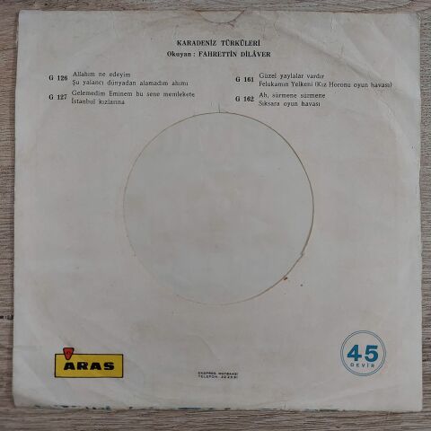 FAHRETTİN DİLAVER - KARADENİZ TÜRKÜLERİ 45LİK PLAK