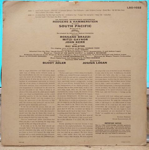 Rodgers & Hammerstein – RCA Victor Presents Rodgers & Hammerstein's South Pacific (An Original Soundtrack Recording) LP PLAK
