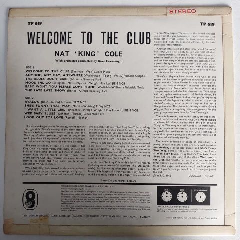 Nat 'King' Cole* – Welcome To The Club LP PLAK