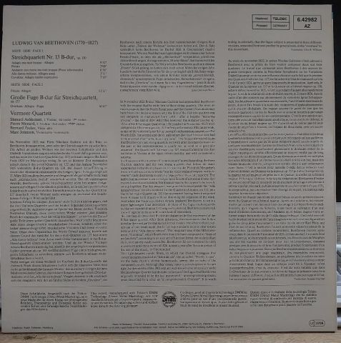 Ludwig van Beethoven, Vermeer-Quartett – Streichquartette Op. 130 & 133 Große Fuge LP PLAK
