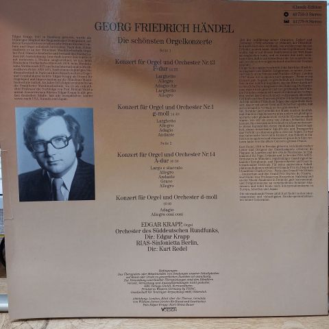 Georg Friedrich Händel - Edgar Krapp LP PLAK