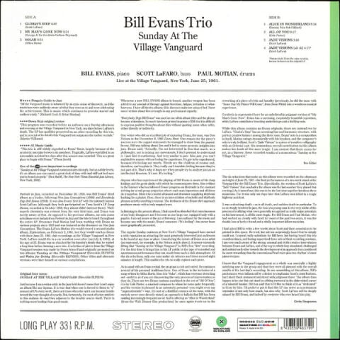 The Bill Evans Trio – Sunday At The Village Vanguard LP PLAK