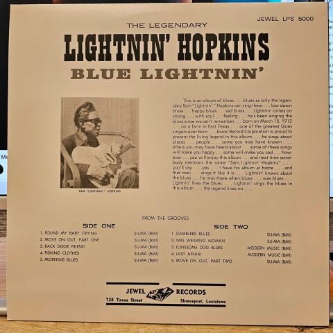 Lightnin' Hopkins – Blue Lightnin'  LP PLAK