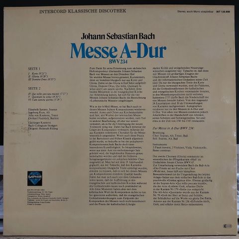 Johann Sebastian Bach – Messe A-Dur BWV 234 LP PLAK