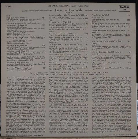 Johann Sebastian Bach / Leonhardt-Consort – Heiter Und Besinnlich: Quodlibet - Kanons - Lieder - Instrumentalstücke LP PLAK