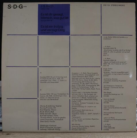 J.S. Bach* - Sheila Armstrong, Norma Procter, Kurt Equiluz, Erich Wenk, Gächinger Kantorei*, Bach-Collegium Stuttgart*, Helmuth Rilling LP PLAK