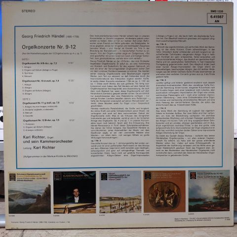 Händel, Karl Richter – Orgelkonzerte Nr. 9-12 LP PLAK