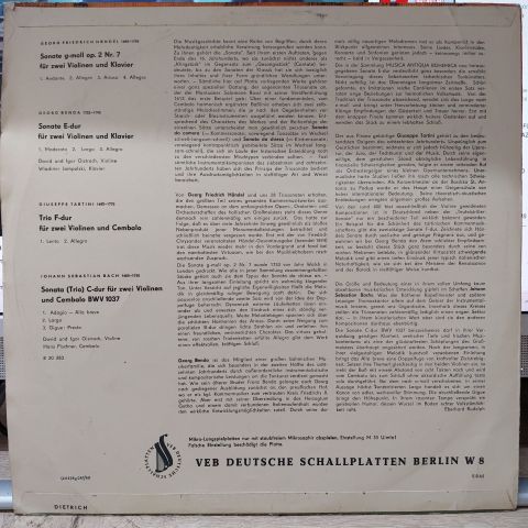 Johann Sebastian Bach / Giuseppe Tartini  LP PLAK