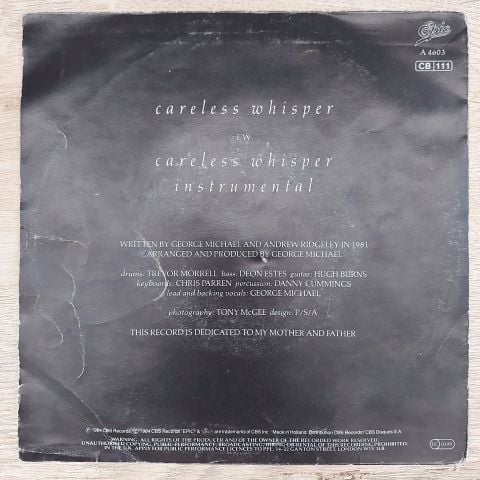George Michael – Careless Whisper 45LİK PLAK