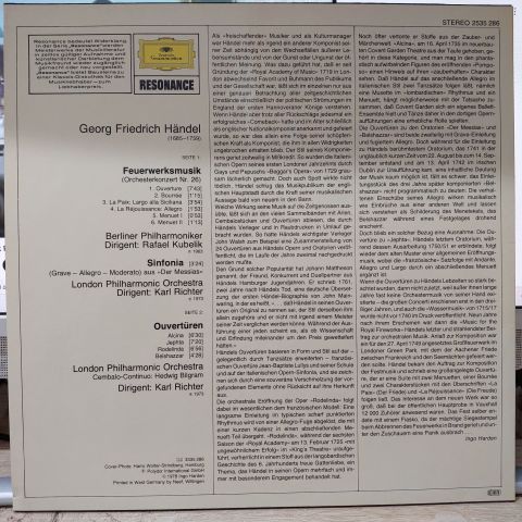 Georg Friedrich Händel / Rafael Kubelik • Karl Richter LP PLAK