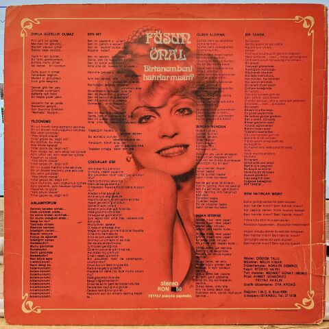 Füsun Önal – Birtanem, Beni Hatırlar Mısın LP PLAK