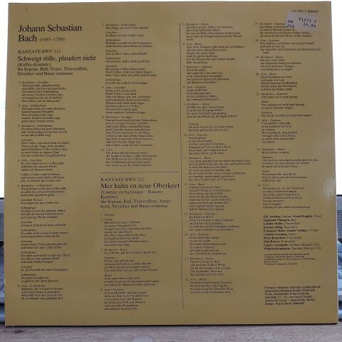 J.S. Bach* • Elly Ameling • Siegmund Nimsgern • Gerald English • Collegium Aureum – Kaffee-Kantate / Bauern-Kantate LP PLAK