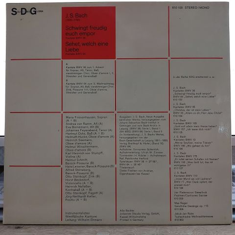 J. S. Bach* - Westfälische Kantorei, Wilhelm Ehmann LP PLAK