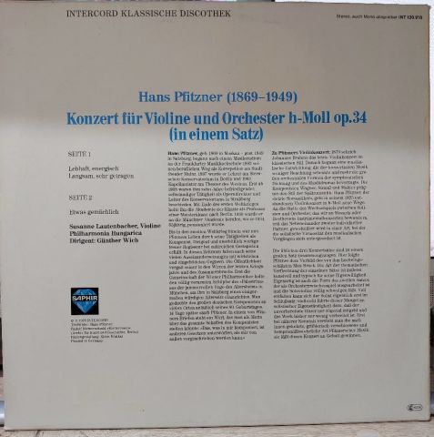 Hans Pfitzner - Susanne Lautenbacher LP PLAK