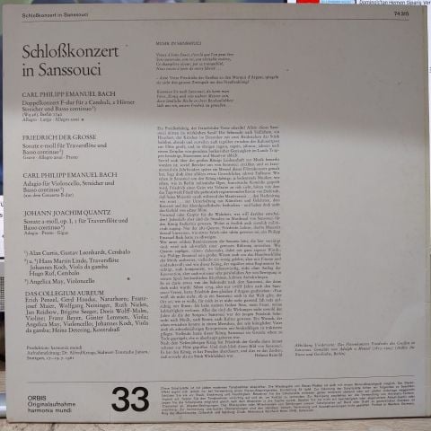 Carl Philipp Emanuel Bach, Friedrich der Grosse, Johann Joachim Quantz, Collegium Aureum  LP PLAK