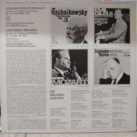 Bach / Brahms - David Oistrach, Igor Oistrach, Lev Oborin LP PLAK
