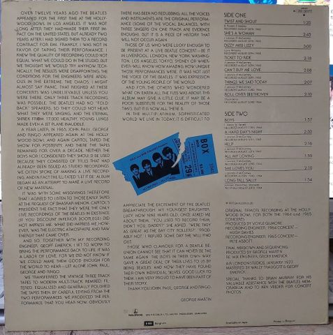 ﻿The Beatles – The Beatles At The Hollywood Bowl LP PLAK