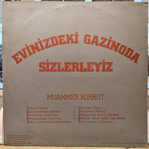 Muammer Korkut – Evinizdeki Gazinoda Sizlerleyiz LP PLAK
