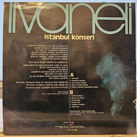 Zülfü Livaneli – İstanbul Konseri LP PLAK