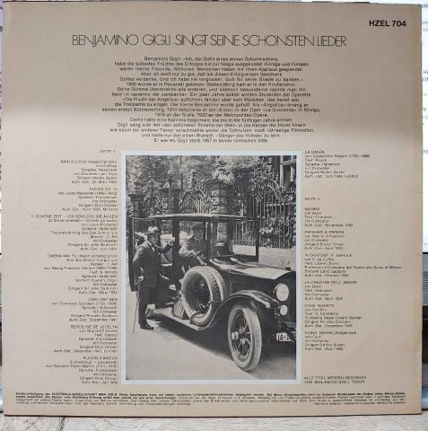 Benjamino Gigli – Singt Seine Schönsten Lieder LP PLAK