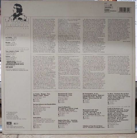 Franz Liszt - Gewandhausorchester Leipzig, Kurt Masur LP PLAK