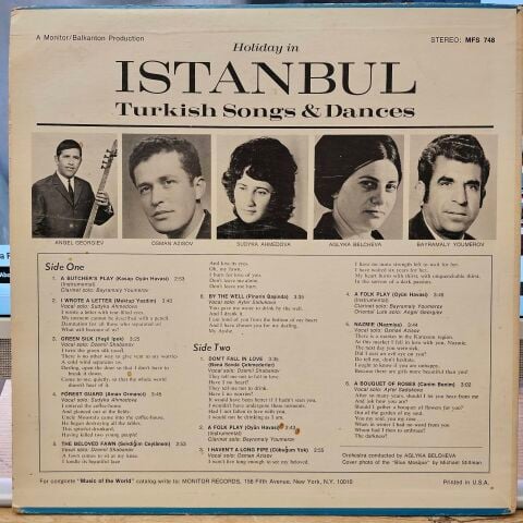 Various – Holiday In Istanbul (Turkish Songs And Dances) LP PLAK (TÜRKÇE SÖZLÜ GÜZEL BİR ALBÜM)